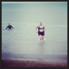 Staggering out of the swim at the North Shore Tri.